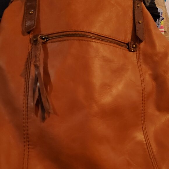 The Sak Leather Tote with Boho Fabric strap - Picture 2 of 12
